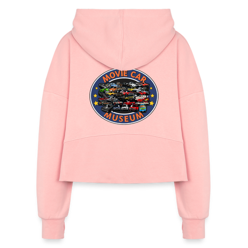 Movie Mashup Women's Half Zip Cropped Hoodie - light pink