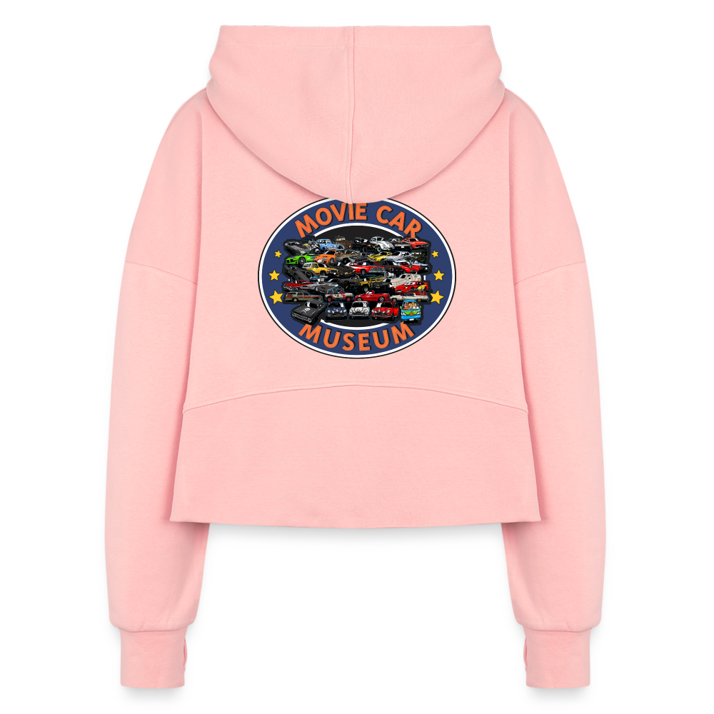 Movie Mashup Women's Half Zip Cropped Hoodie - light pink