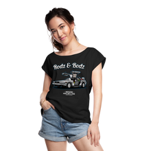 Load image into Gallery viewer, Time Machine Women&#39;s Roll Cuff T-Shirt - black
