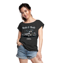 Load image into Gallery viewer, Time Machine Women&#39;s Roll Cuff T-Shirt - heather black
