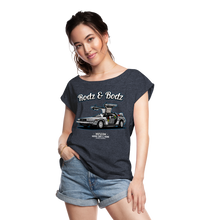 Load image into Gallery viewer, Time Machine Women&#39;s Roll Cuff T-Shirt - navy heather
