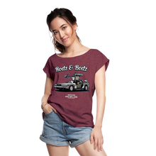 Load image into Gallery viewer, Time Machine Women&#39;s Roll Cuff T-Shirt - heather burgundy
