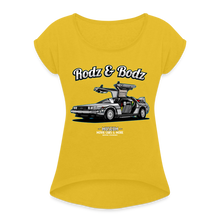 Load image into Gallery viewer, Time Machine Women&#39;s Roll Cuff T-Shirt - mustard yellow
