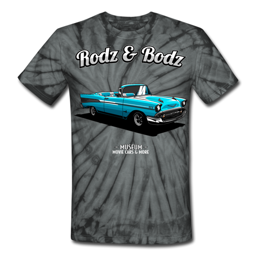 Unisex Tie Dye T-Shirt- 57 CHEVY - spider black