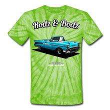 Load image into Gallery viewer, Unisex Tie Dye T-Shirt- 57 CHEVY - spider lime green
